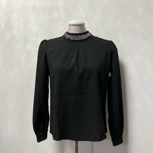 BNWT Black blouse with diamond studs
